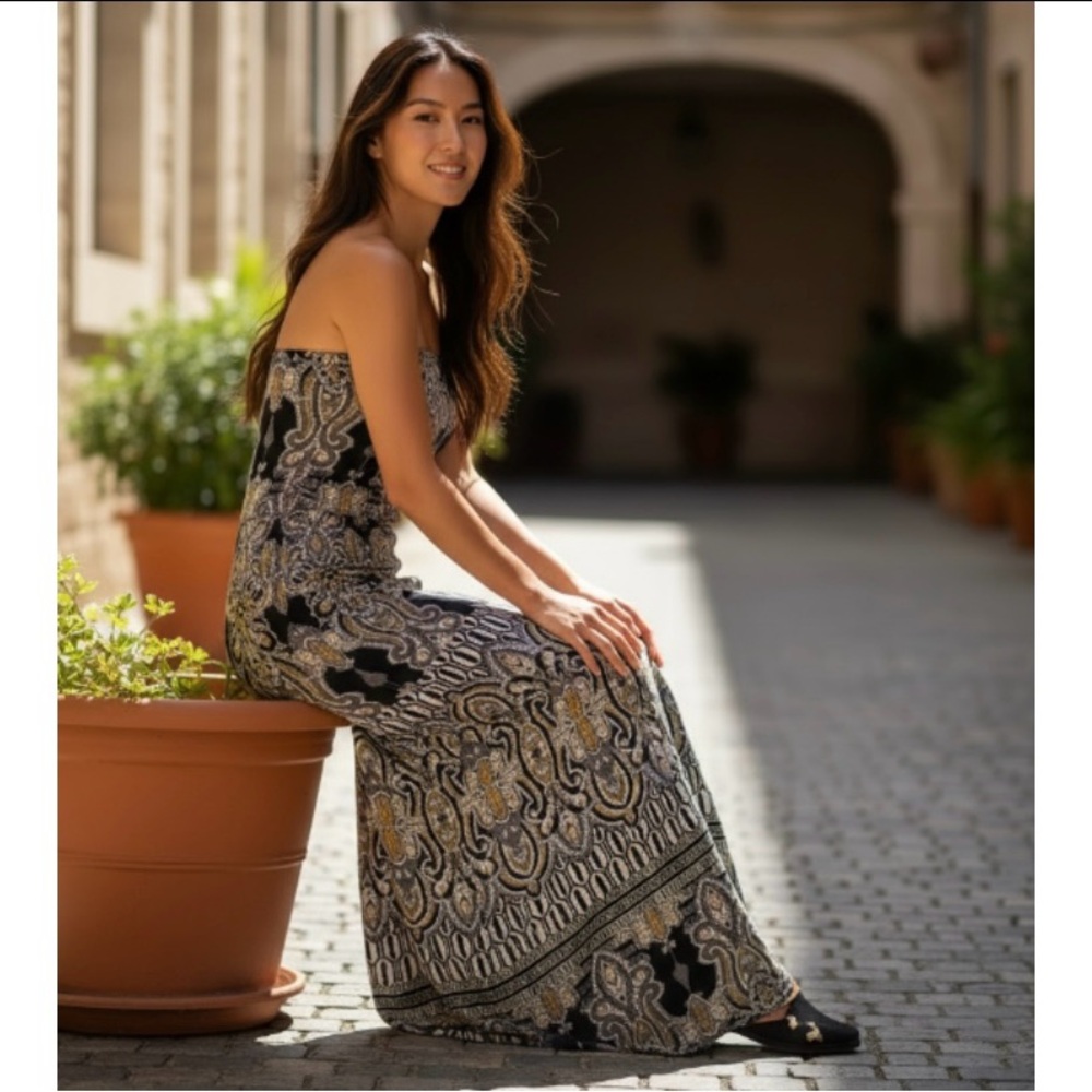RUBY ROX STRAPLESS BOHO DRESS SIZE LARGE - Picture 1 of 14